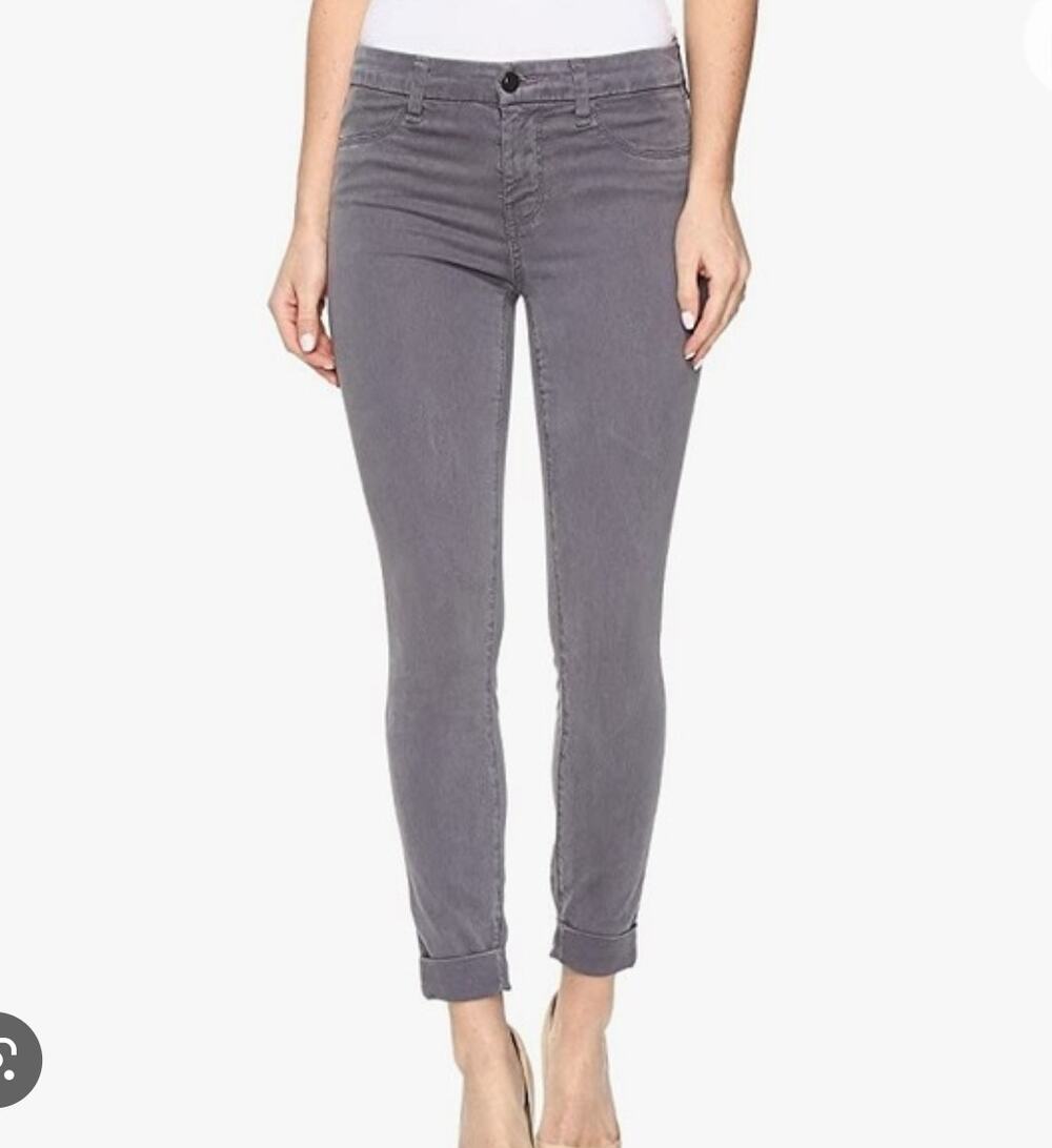J Brand Gray Wash Mid Rise Rolled Leg Cuff Womens Skinny Jeans Size 26
